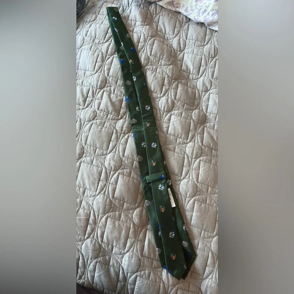 J. Crew Green and Blue Silk Tie with Pattern